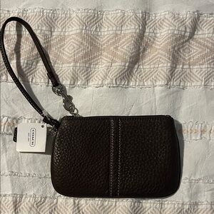 Coach Dark Brown Leather Wristlet
